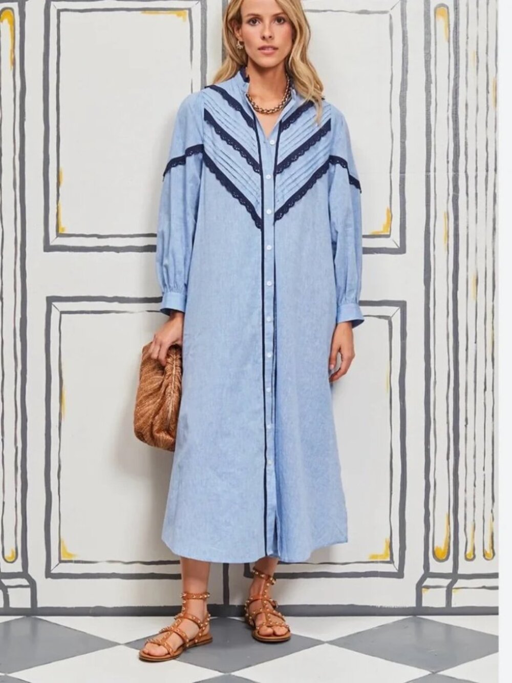 Pomander Place Jolene Dress in Chambray Size XL